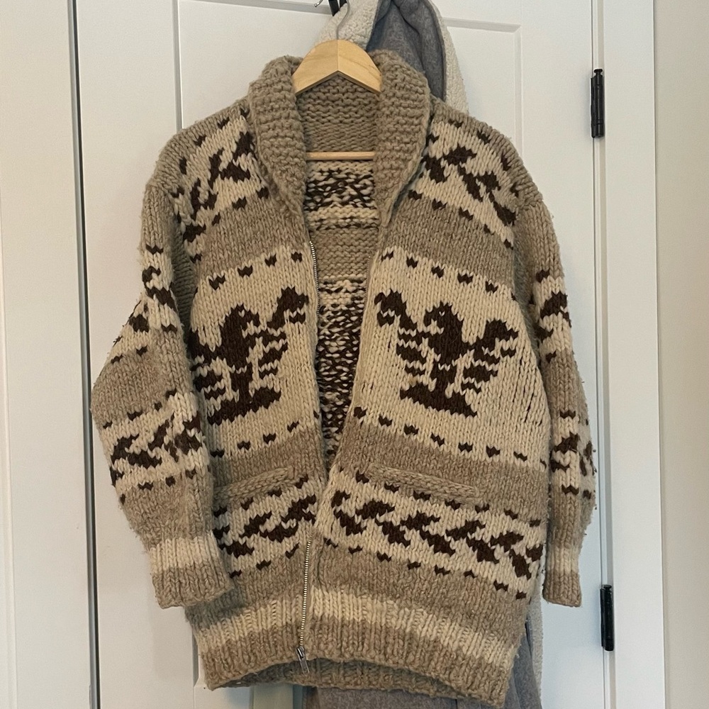 Eagle Cowichan Heavy Knit Zip Up Sweater